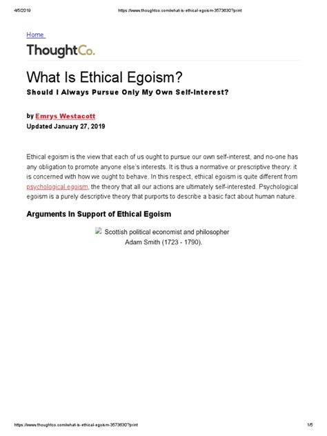 What Is Ethical Egoism Should I Always Pursue Only My Own Self