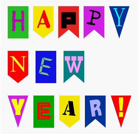 Happy New Year Letter Banner Printable Free Transparent Clipart