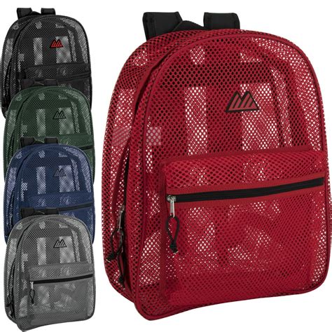 Trailmaker 24 Pack Backpacks Bulk Mesh See Through Backpacks For