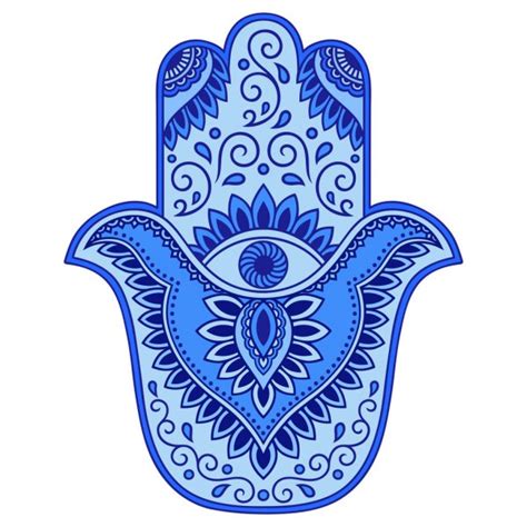 Color Vector Hamsa Hand Drawn Symbol Decorative Pattern In Oriental