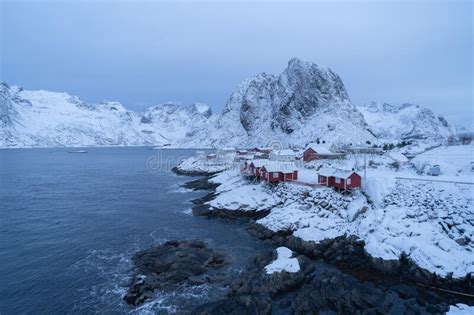 Norwegian Fishing Village At Twilight In Hamnoy City Lofoten Islands