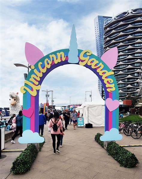 Rainbow Archway With Unicorn Garden Sign Unicorn Ears Hearts And Clouds For A Public Pop Up