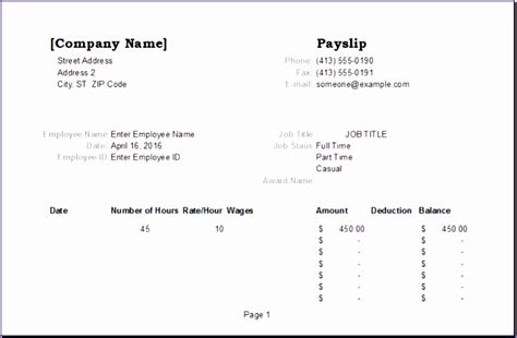 6 Excel Payslip Template Free Download Excel Templates