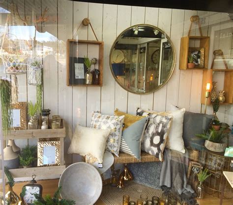 Gold Grey And Natural Window Display At Our Shop Lavish Abode Home