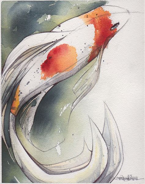 Koi Loosely Depicted With Watercolor Koi Painting Koi Fish Drawing