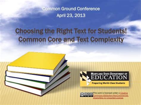 Common Core And Text Complexity Maryland State Department Of
