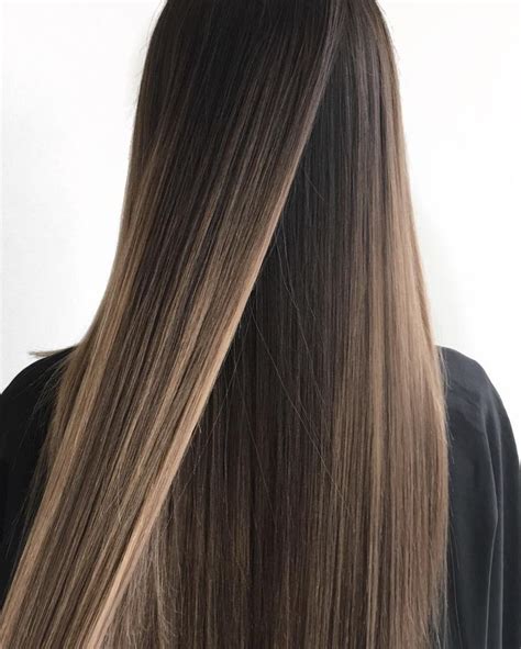 Coffee Highlights Balayage Straight Hair Brown Ombre Hair Straight