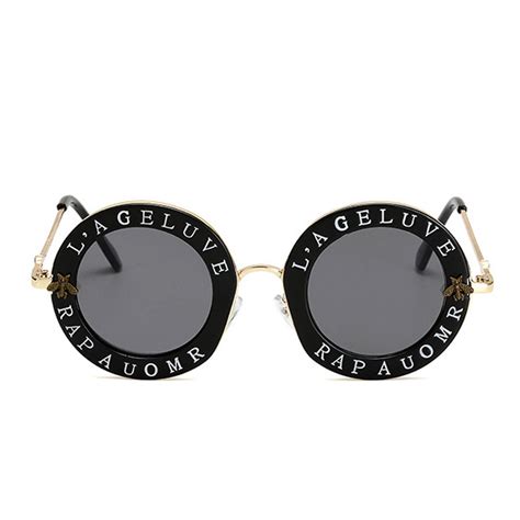 Round Sunglasses With English Letters For Women Shopelegance