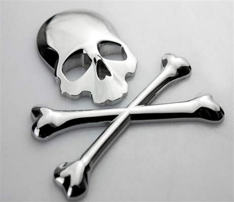 Skull Crossbones 3d Emblem Badge Adhesive 3m Car Bike Chrome Evolution Gt