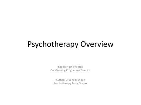 Ppt Psychotherapy Overview Powerpoint Presentation Free Download