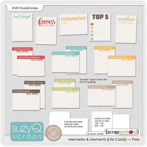 250 Free Project Life Journaling And Filler Cards Fab N Free