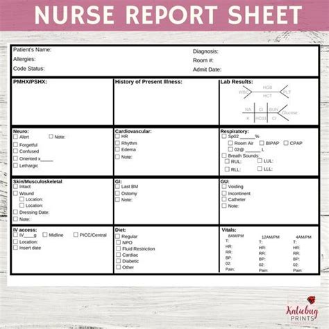 Medsurg Nurse Report Sheet Printable Pdf Sbar Nurse Handoff Etsy
