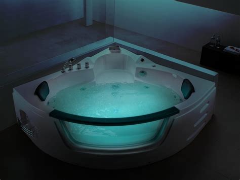 Luxus Whirlpool Badewanne 155 Cm Mit Glas LED Licht Wasserfall