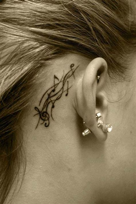 Music Notes Behind The Ear Music Tattoo Designs Ear Tattoo Music