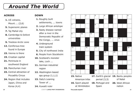Crossword Puzzles For Seniors Printable