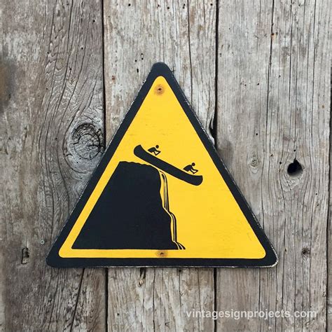 Canoe Waterfall Stickman Warning Sign Danger Signs Screen Painting