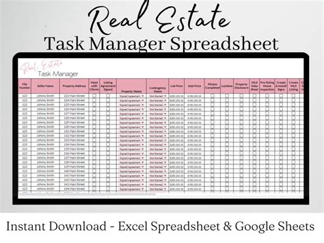 Real Estate Excel Real Estate Templates Realtor Template Task Management Google Sheets Task