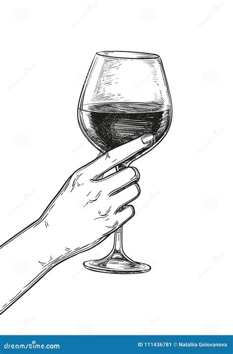 Hand Holding A Glass Of Wine Stock Vector Illustration Of Spree