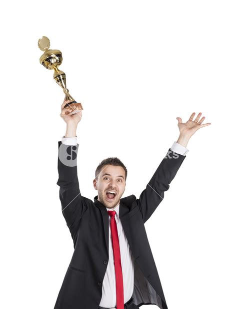 Successful Business Man Is Celebrating Success On Isolated White