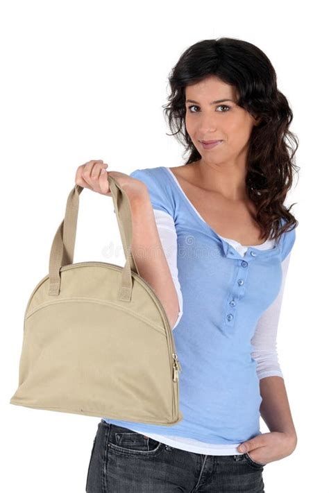 Woman Holding Handbag Stock Image Image Of Attractive 21257617