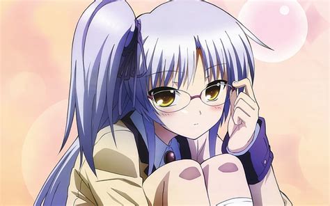 Hd Wallpaper Purple Haired Female Anime Look Girl Glasses Sitting Art Wallpaper Flare