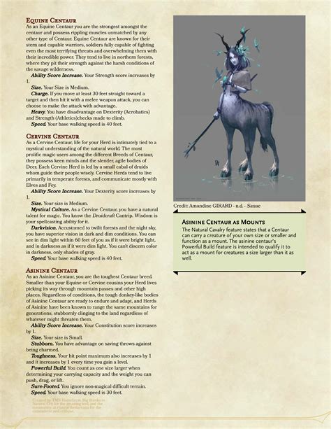 Dnd 5e Homebrew — Centaur Of Pantheon Race By The Magic Sword