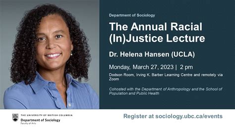 Annual Racial Injustice Lecture Dr Helena Hansen Department Of