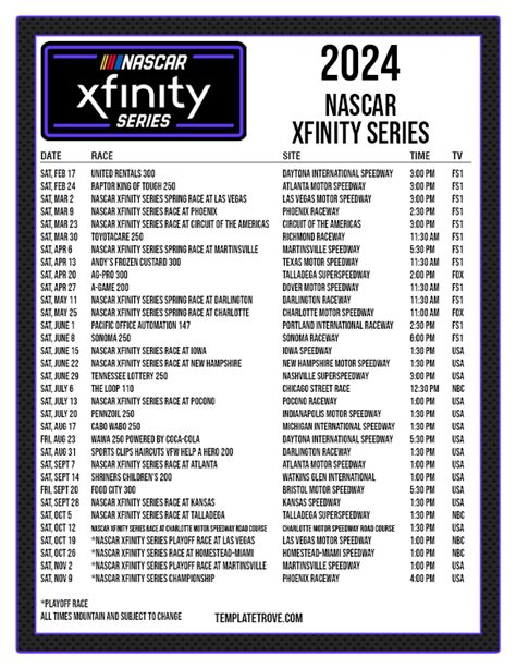 Printable 2024 Nascar Schedule
