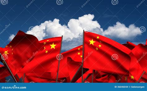 Waving Chinese Flags Stock Footage Video Of Textile 36046044