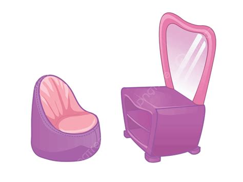 Pink Furniture Set On White Background Female Furniture Living Vector