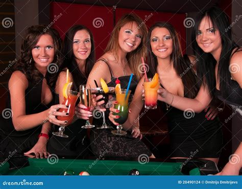 Group Of Happy Girls Drinking Cocktails Stock Images Image 20490124