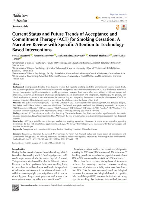 PDF Current Status And Future Trends Of Acceptance And Commitment