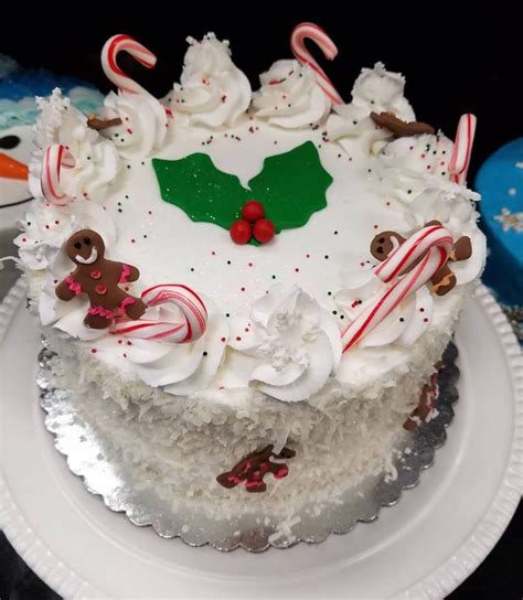 Coconut Cream Cake With Christmas Decor Christmas Cake Cake Coconut