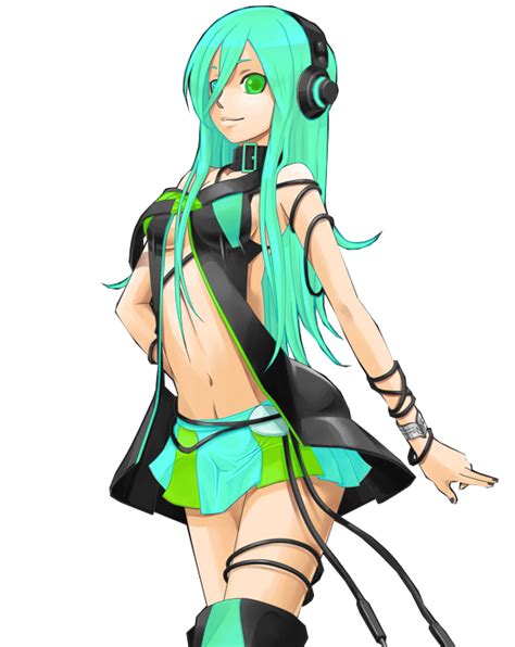 Safebooru Aoi Umine Aqua Dress Aqua Hair Black Blue Dress Green Green Eyes Headphones Vocaloid