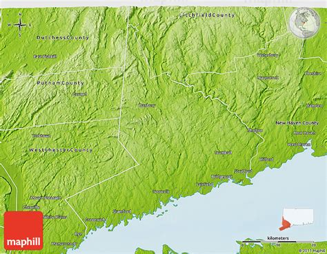 Physical 3d Map Of Fairfield County