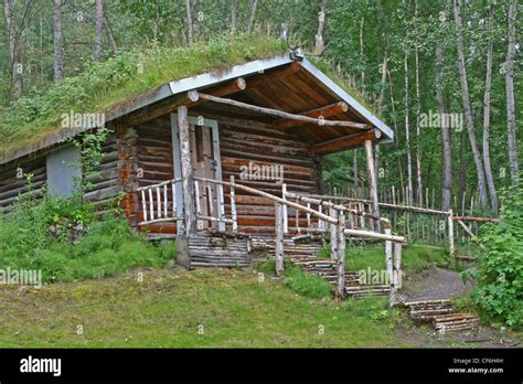 Robert Services Log House In Dawson City Yukon Canada Stock Photo