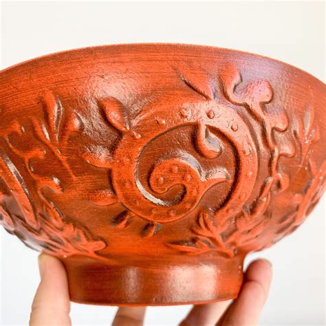 Vintage Royal Haeger Pottery 102 Pedestal Rust Floral Mid Century