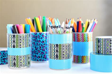 A tin can per penguin (we upcycled our already upcycled kawaii pen pots!! DIY Duck Tape Pencil Holder & Art Organizer {Giveaway ...