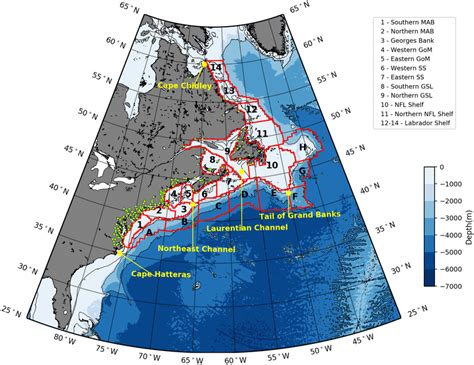 The Northwest Atlantic Continental Shelf And Slope Regions Bounded By