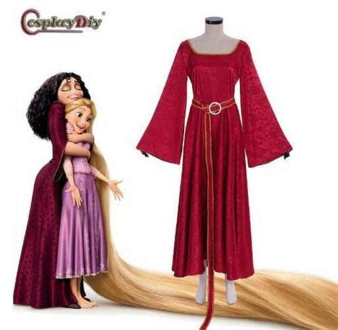 2023 Christmas Halloween Rapunzel Mother Gothel Cosplay Costume Red Dress Cloak Carnival Party