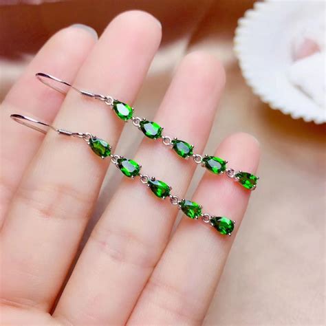 Attractive Green Diopside Pendant For Women Dangling Earrings With Hook