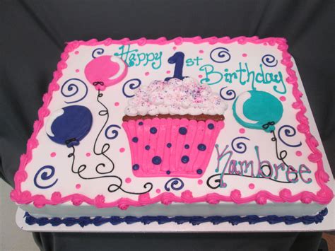 Cupcake And Balloon First Birthday Sheet Cake Sugarshackscia