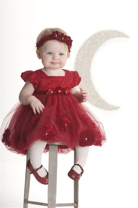 Biscotti Infant Toddler Girls Pocket Of Posies Red Christmas Dress