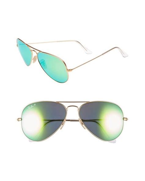 Ray Ban 58mm Aviator Polarized Sunglasses In Gold Gold Green Mirror Lyst