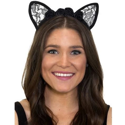 Black Lace Cat Ears Headband Party Time Inc