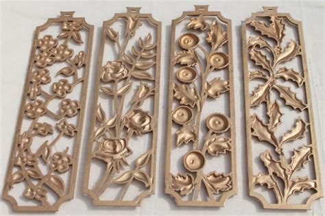 Vintage Sexton Wall Plaques Four Seasons Of Flowers Metal