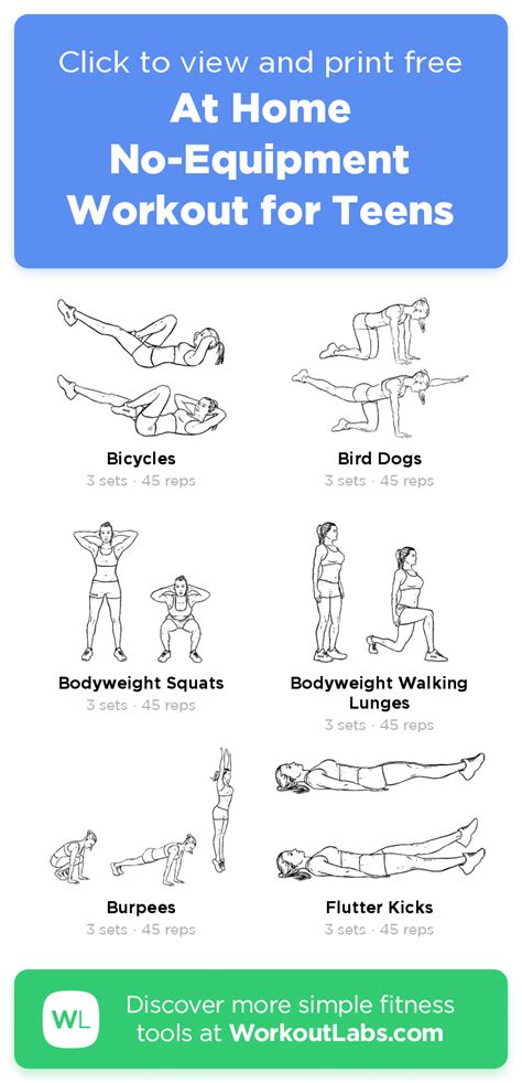 at home no equipment workout for teens · free workout by workoutlabs fit artofit