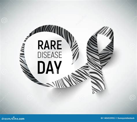 Symbol Of Rare Disease Awareness Day Ribbon With Zebra Print Stock