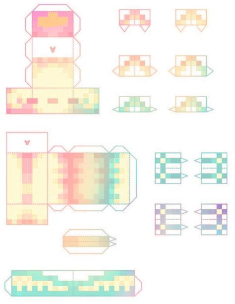 Papercraft Axolotl Minecraft Arcoiris Rainbow Minecraft шаблоны