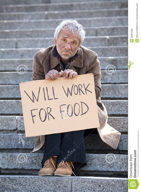 Will Work For Food Stock Photo Image Of Displeased 33261320